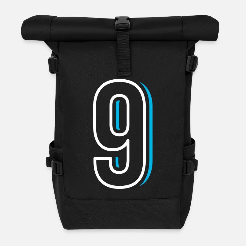 Nummer 9 - Neun - Rolltop Rucksack - Schwarz
