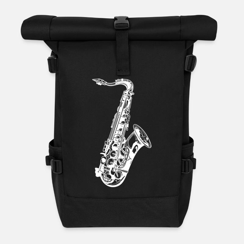 Saxophon Skizze - Rolltop Rucksack - Schwarz