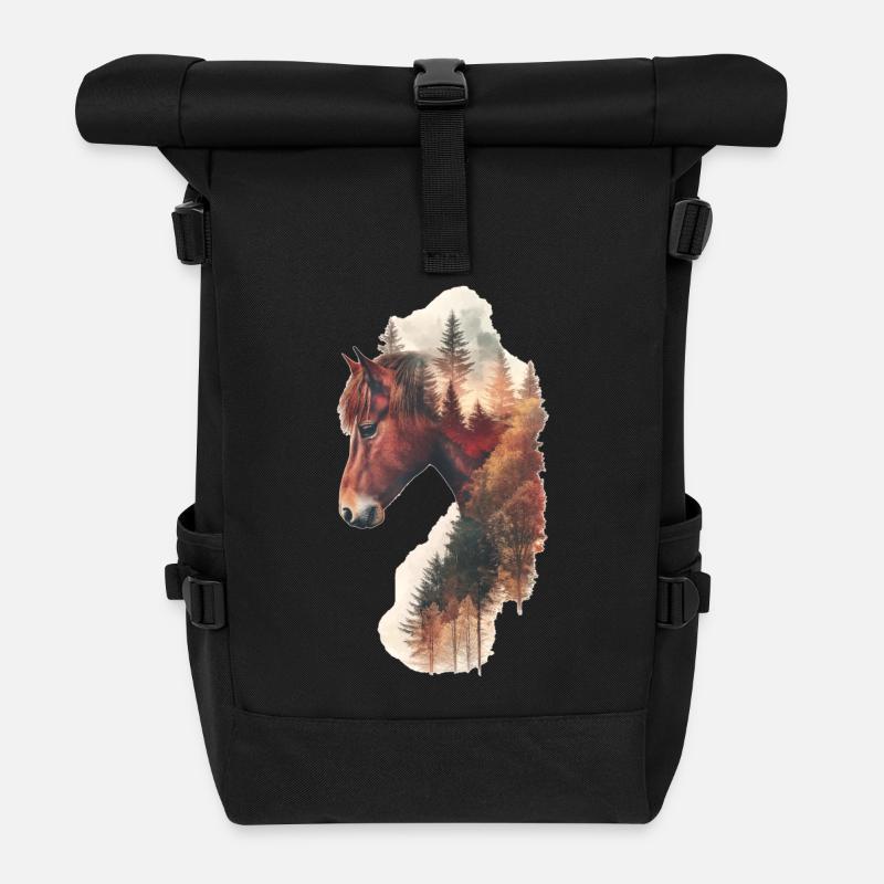 Pferd - Rolltop Rucksack - Schwarz