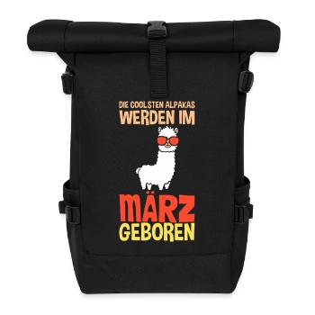 März Geburtstag Alpaka Spruch Lustig - Rolltop Rucksack - Schwarz - Vorne