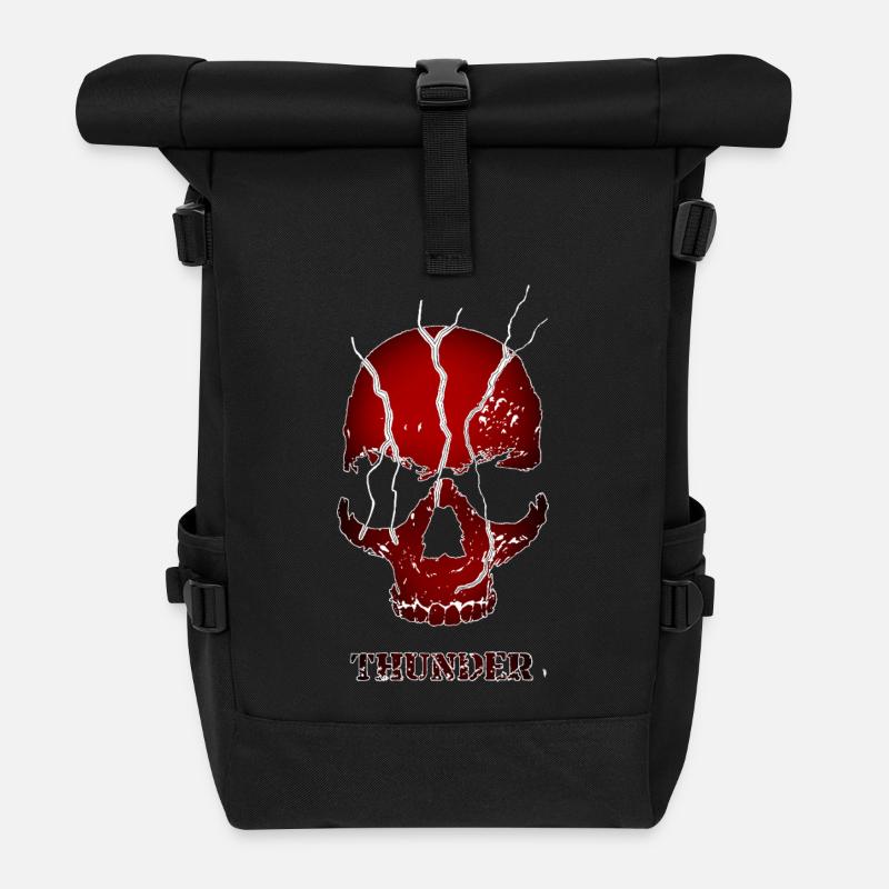 BIRD Original – Red Thunder Skull - Rolltop Rucksack - Schwarz