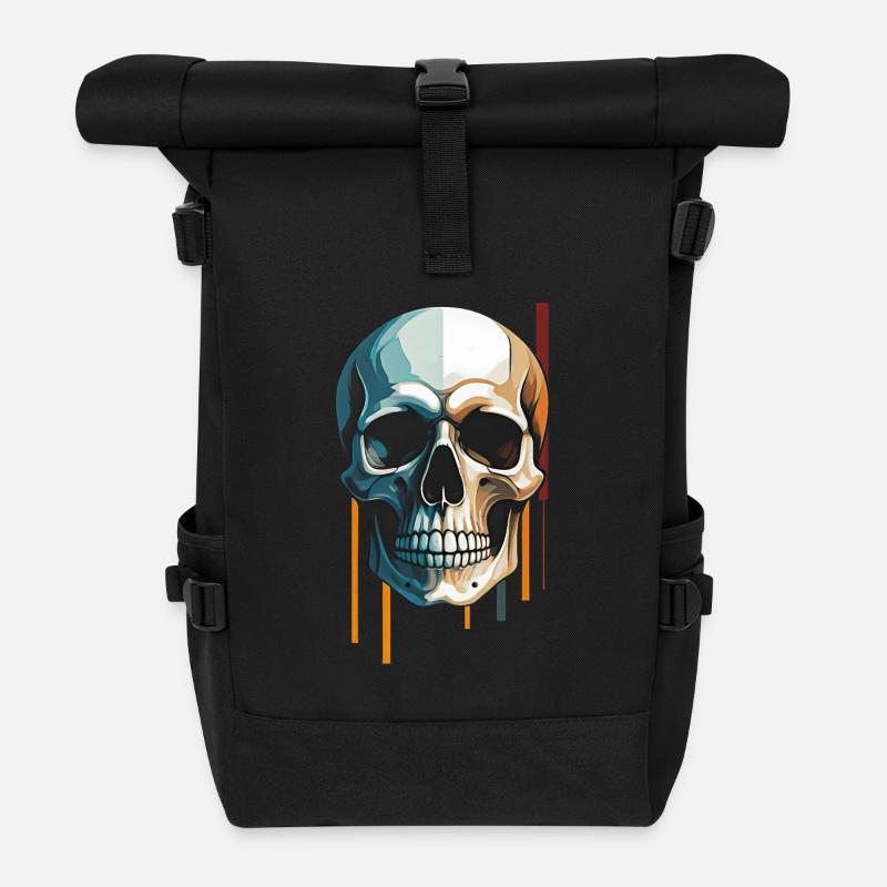 Skull Art - Moderner Totenkopf im Dual-Color Desig - Rolltop Rucksack - Schwarz