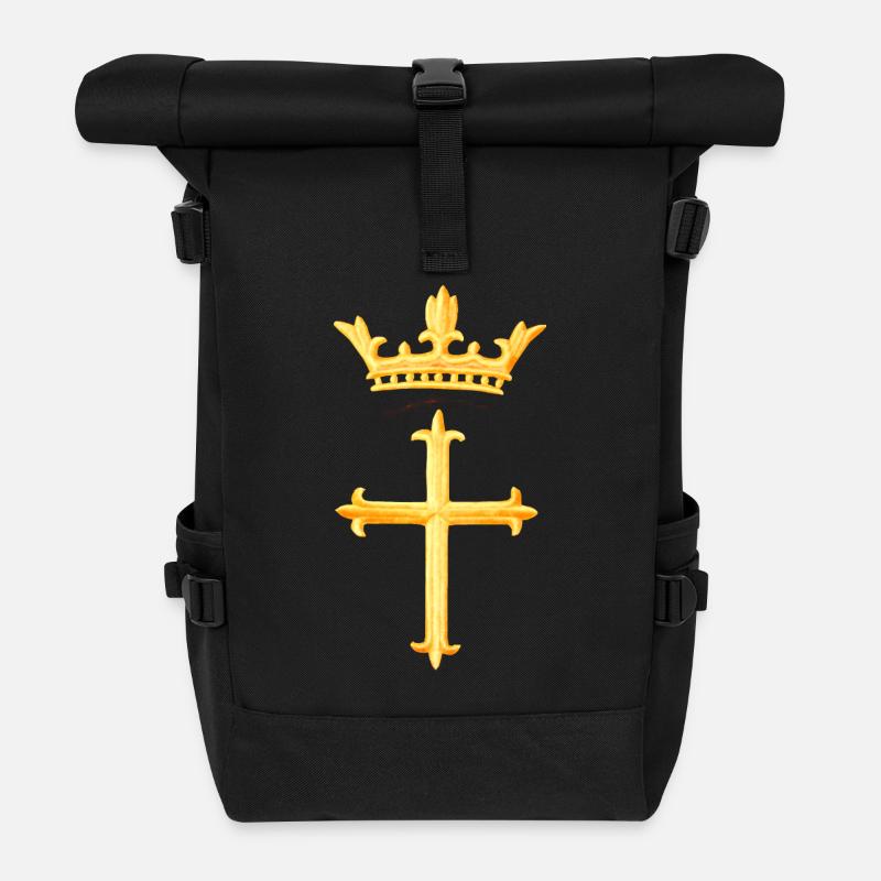 Croix + Couronne - Sac à dos roll top - noir