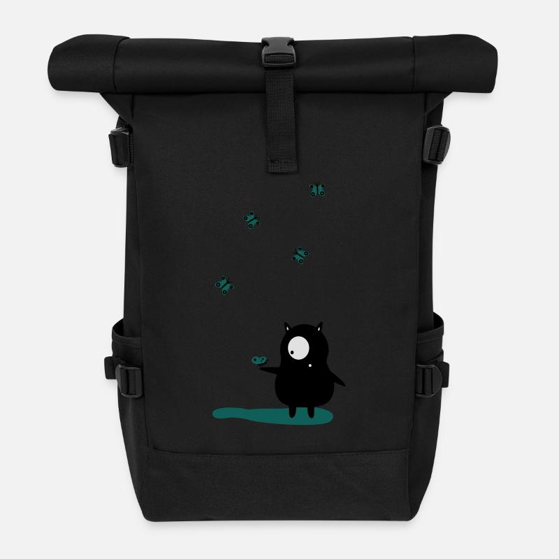 Butterflies and monsters - Roll Top Backpack - black