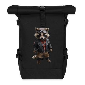 Raton laveur en tenue de motard - Sac à dos roll top - noir - Devant