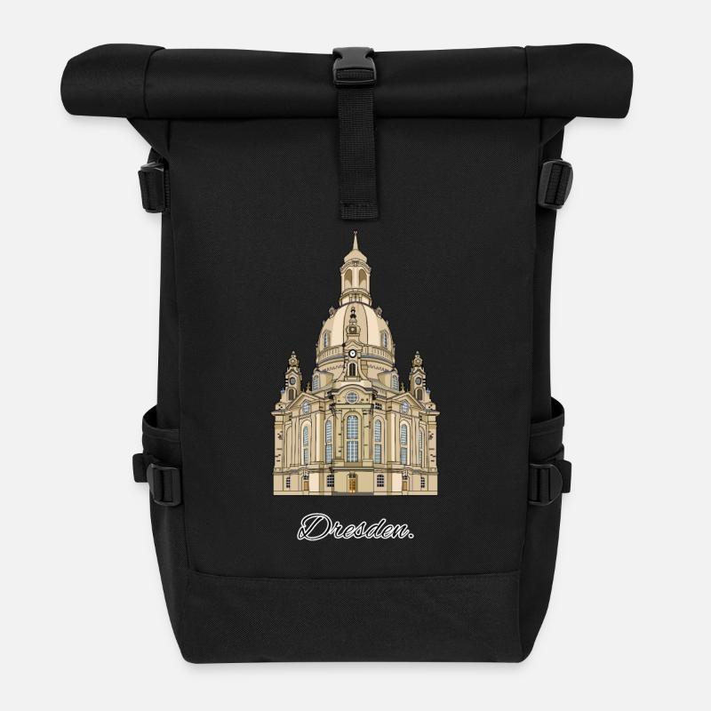 Frauenkirche // Dresden // Illustration - Rolltop Rucksack - Schwarz
