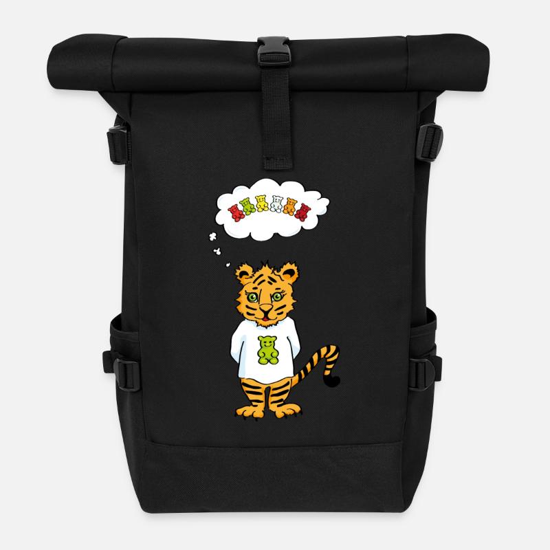 Gummibärchen-Tiger - Süß und Wild - Yummy - Rolltop Rucksack - Schwarz