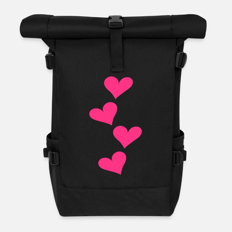 Hearts - Roll Top Backpack - black