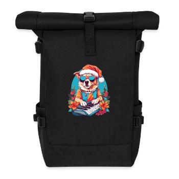 Chien avec piano - Sac à dos roll top - noir - Devant