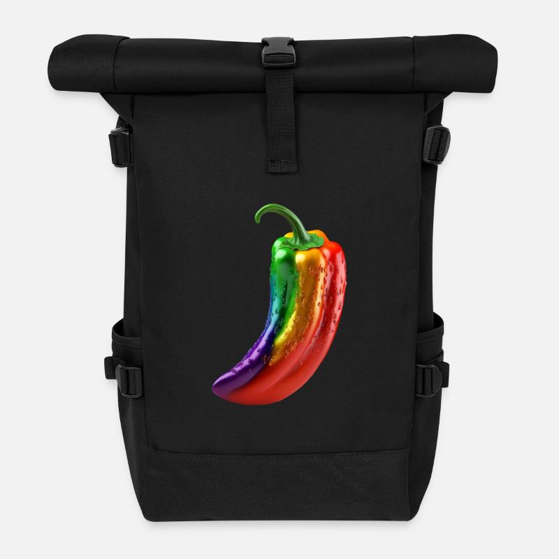 Regenbogen Paprika Tropfen - Rolltop Rucksack - Schwarz