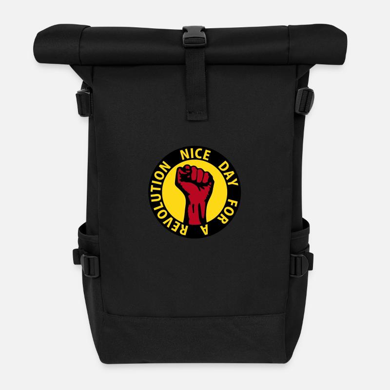 3 colors - nice day for a revolution - against - Rolltop Rucksack - Schwarz