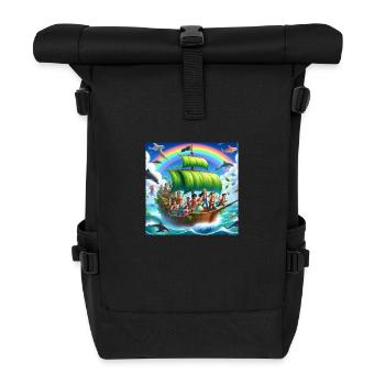 Farbenfrohe Kollektion - Rolltop Rucksack - Schwarz - Vorne