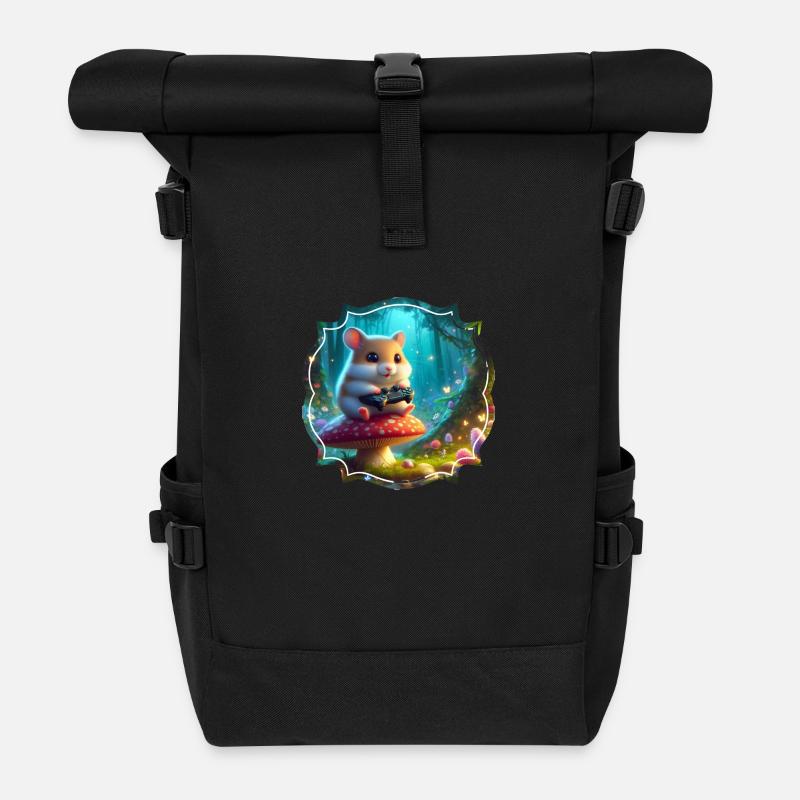 Zocker Hamster - Rolltop Rucksack - Schwarz