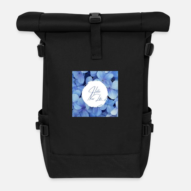Hello NEW LIFE - Change is good - Roll Top Backpack - black