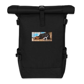 Bernese mountain dog - Roll Top Backpack - black - Front