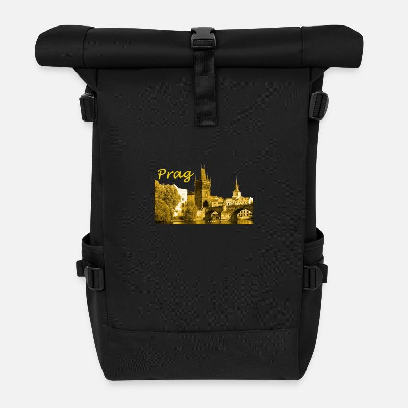 Prag die Goldene Stadt - Rolltop Rucksack - Schwarz