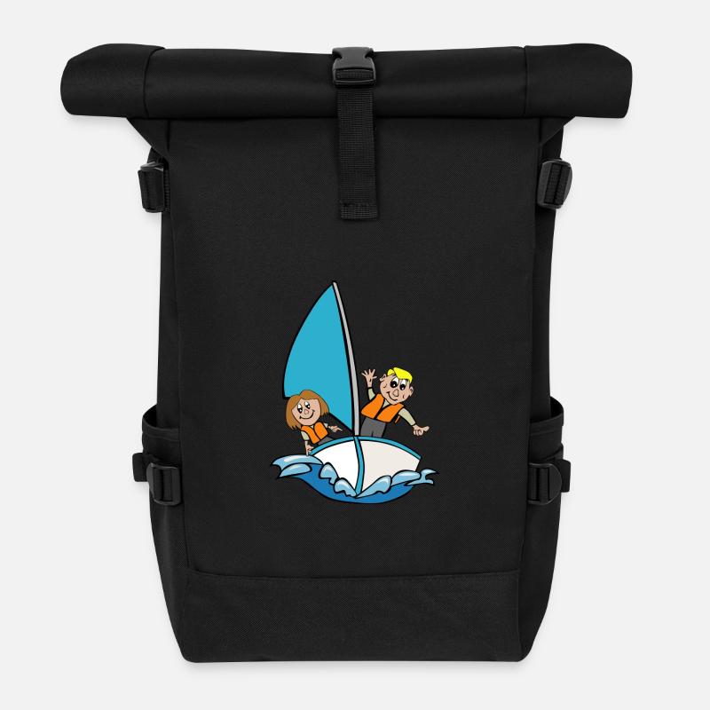 Segelboot - Rolltop Rucksack - Schwarz