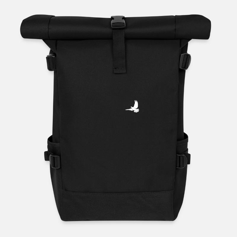 weiße Taube Friedenstaube Pocket - Rolltop Rucksack - Schwarz