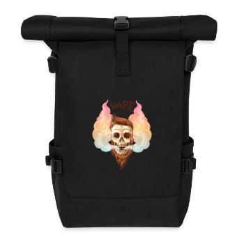 Vape Totenkopf mit Bart lässt Qualm aufkommen. - Rolltop Rucksack - Schwarz - Vorne