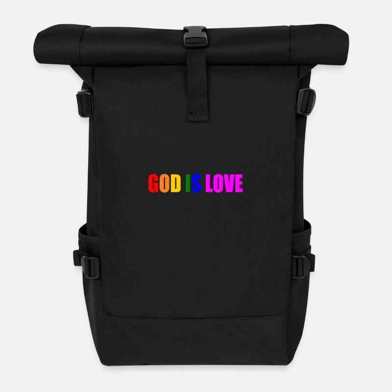 God is love - Sac à dos roll top - noir