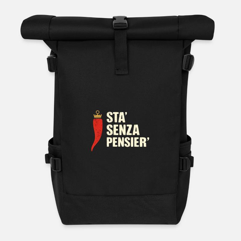 Er denkt nicht darüber nach. - Rolltop Rucksack - Schwarz