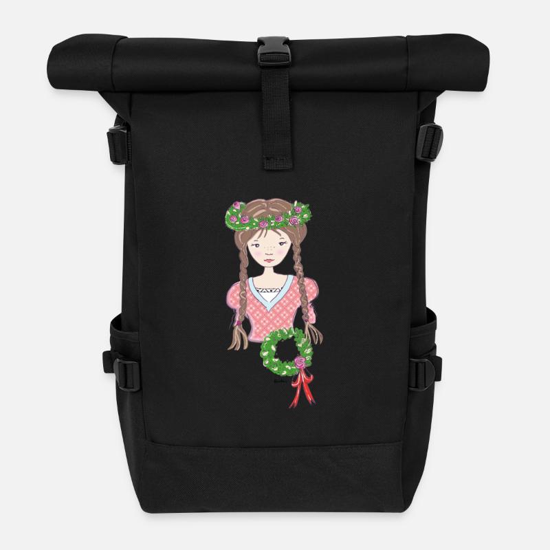 Mittelalter Blumenmädchen braun - Rolltop Rucksack - Schwarz