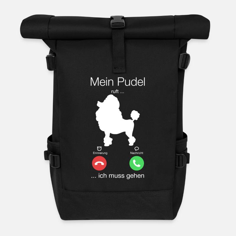 Geschenk Anruf Pudel ruft - Rolltop Rucksack - Schwarz