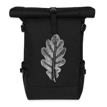 Blatt EICHE / Eichenblatt WEISS - Rolltop Rucksack - Schwarz - Vorne