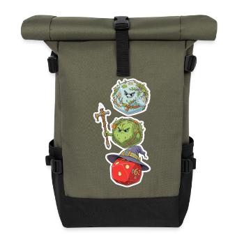 Cube Mage, Wizard & Druid – Fantasy Dice - Roll Top Backpack - olive/black - Front