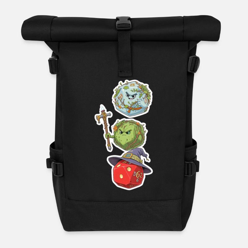 Cube Mage, Wizard & Druid – Fantasy Dice - Roll Top Backpack - black