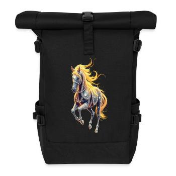 Sternenross mit goldener Mähne - Rolltop Rucksack - Schwarz - Vorne