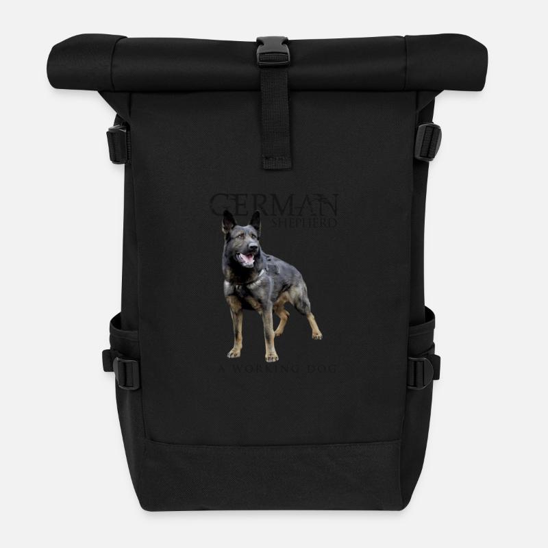 German Shepherd Dog - Roll Top Backpack - black