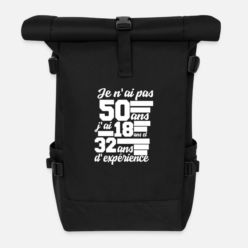 je n'ai pas 50 ans - Sac à dos roll top - noir