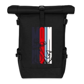 Moin mit Anker in maritimen Farben - Rolltop Rucksack - Schwarz - Vorne