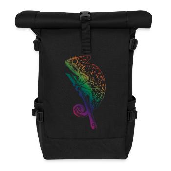 Chamäleon Eidechse Grafik Reptil Chamäleon Liebhaber - Rolltop Rucksack - Schwarz - Vorne