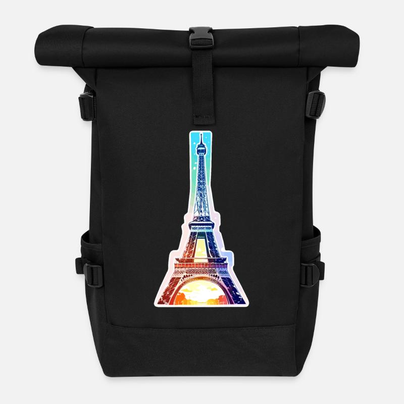Eiffel tower #13 - Roll Top Backpack - black