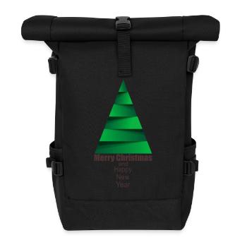 Moderner Weihnachtsbaum Modern Christmas Tree - Rolltop Rucksack - Schwarz - Vorne