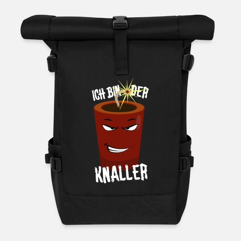 Silvester Knaller Pyro Pyrotechnik Silvesterparty - Rolltop Rucksack - Schwarz