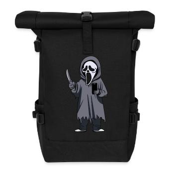 Lustiges Ghostface Halloween-Party-Kostüm - Rolltop Rucksack - Schwarz - Vorne