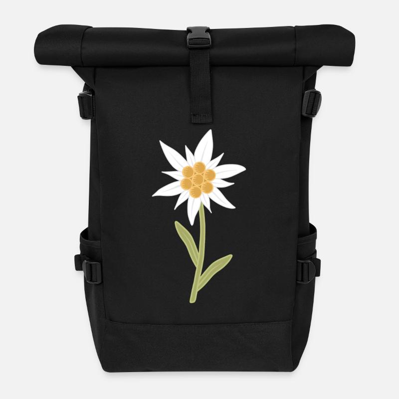 Fleur d’edelweiss - Sac à dos roll top - noir