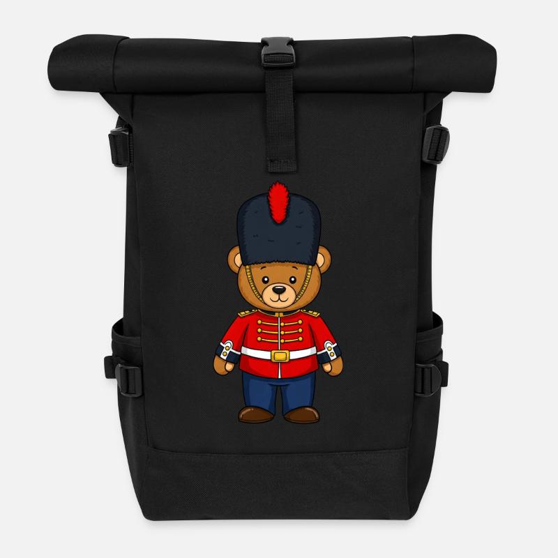 Teddy Bear British Honour Guard Police - Roll Top Backpack - black