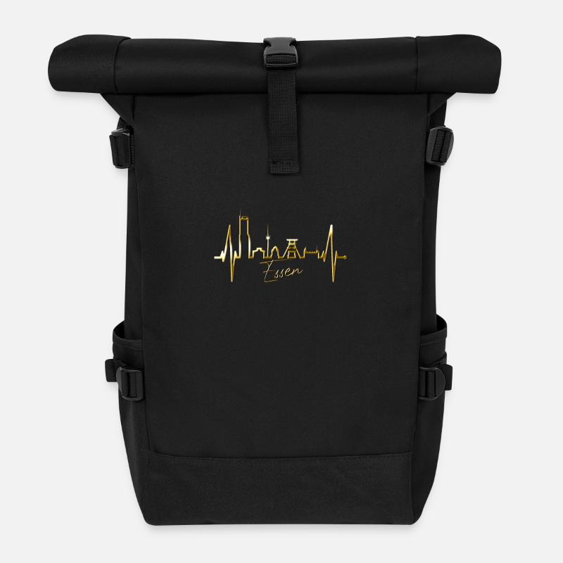 Essen Skyline Herzschlag Ruhrpott Fan Herz Essener - Roll Top Backpack - black