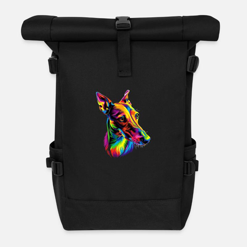 Windhund Hunde Bunte Farben Pop Art Hund Greyhound - Rolltop Rucksack - Schwarz