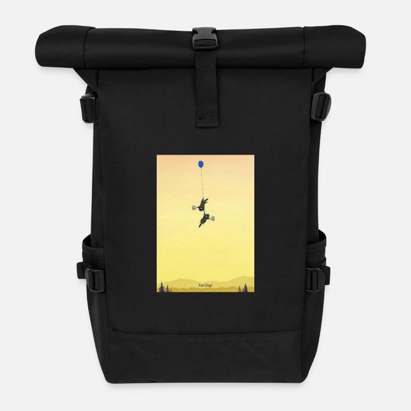 Schwimmende Mäuse-Abenteuer - Rolltop Rucksack - Schwarz