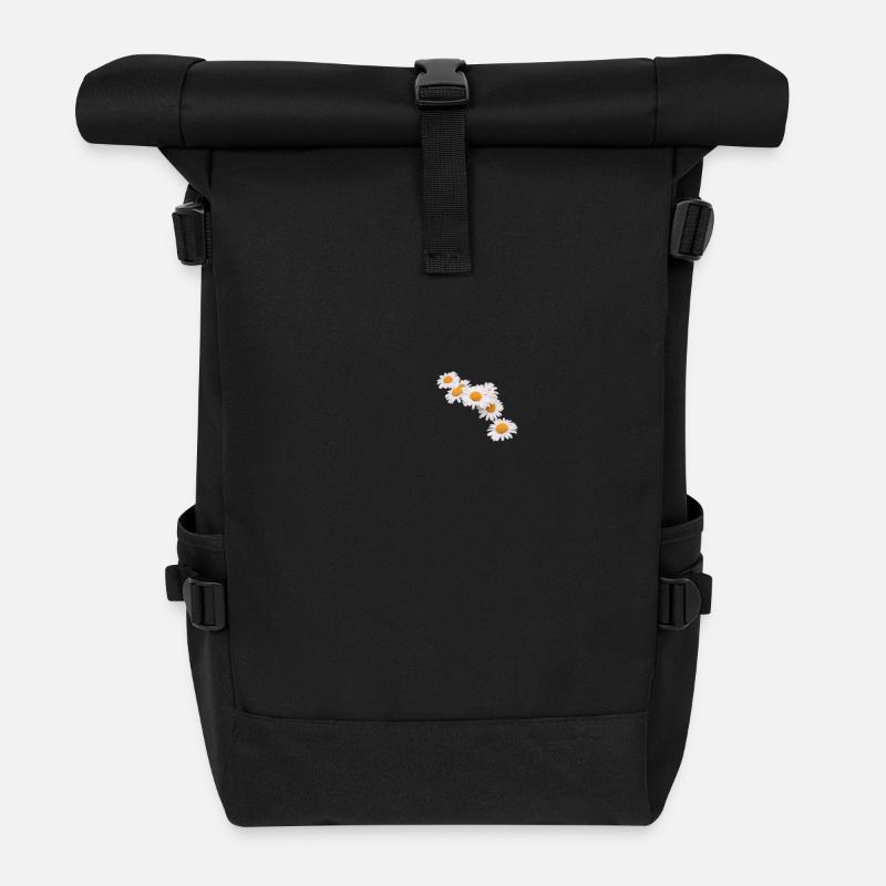 Blumenkranz aus Margeriten - Rolltop Rucksack - Schwarz