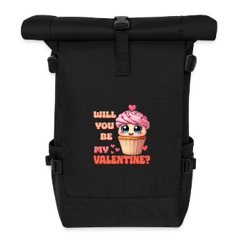 Cupcake - Will you be my Valentine - Rolltop Rucksack - Schwarz - Vorne
