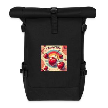 Süße Kirsch-Vibes – Nostalgisch & Verspielt - Rolltop Rucksack - Schwarz - Vorne
