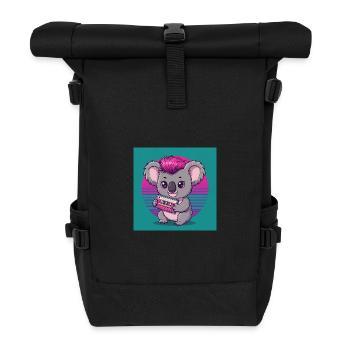 Süßes Koala mit Kasette - 80er Vibes - Rolltop Rucksack - Schwarz - Vorne