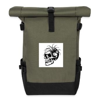 Skull & Spider – Web of Death - Roll Top Backpack - olive/black - Front