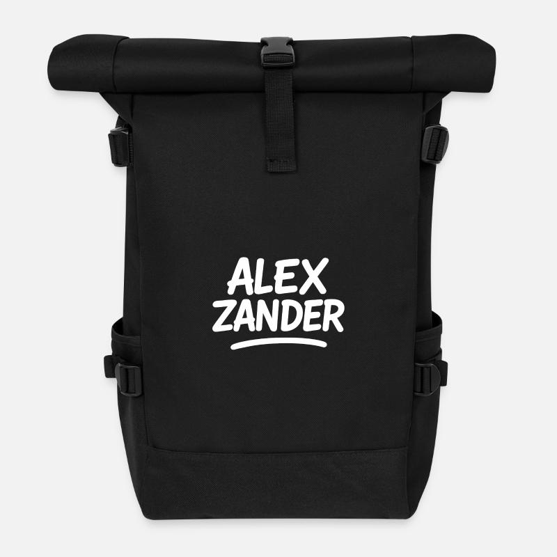 Logo d’écriture manuscrite d’Alex Zander - Sac à dos roll top - noir